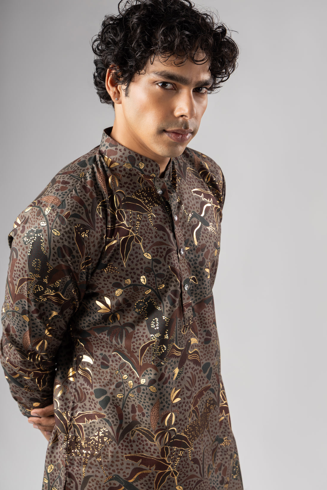 Aranya Coffee Brown Botanical Kurta