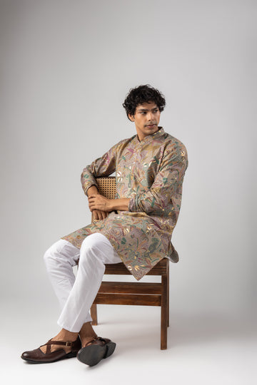 Aranya Ivory Botanical Kurta