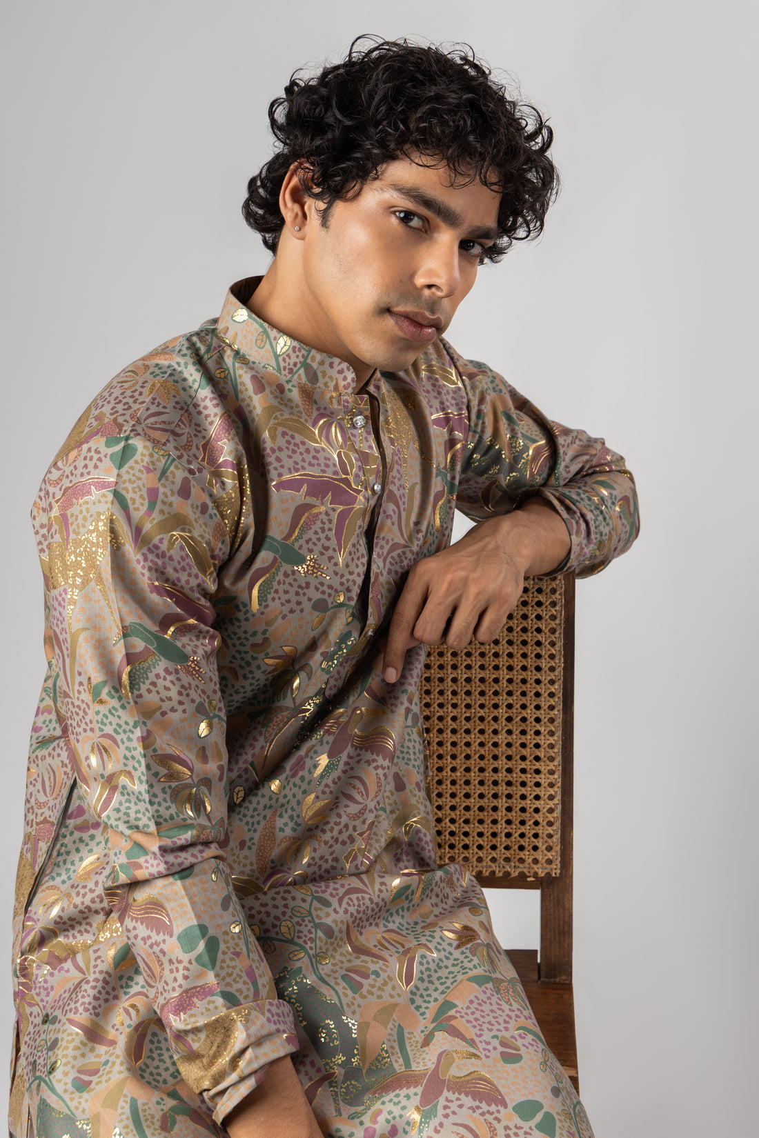 Aranya Ivory Botanical Kurta