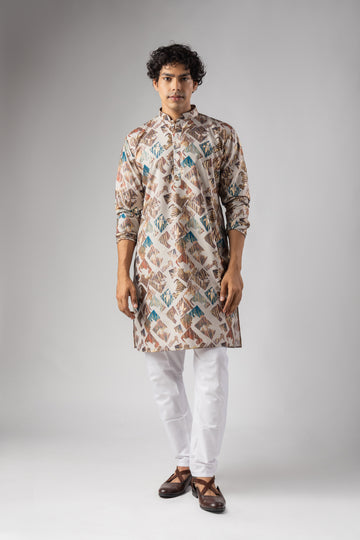 Ivory Mosaic Motif Kurta