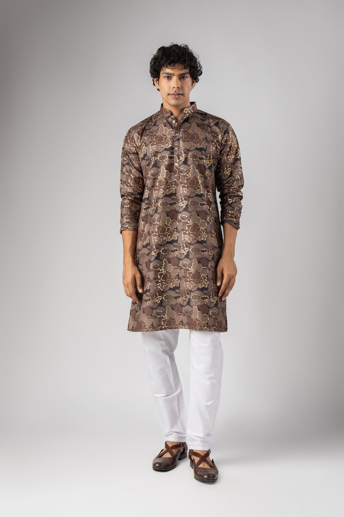 Mocha Floral Heritage Kurta