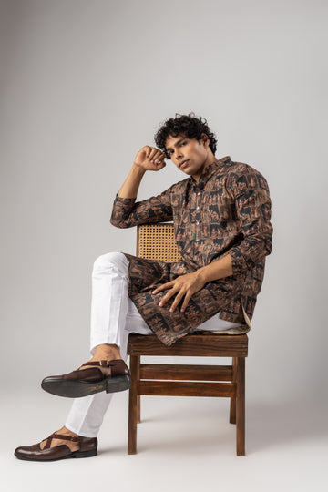 Vintage Coffee Brown Artisan Kurta