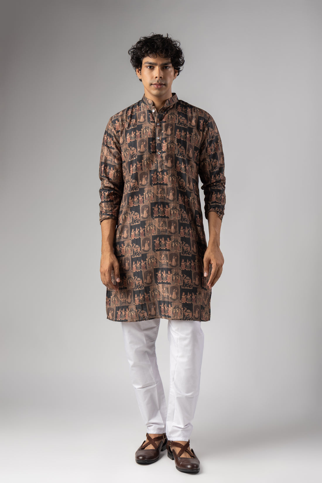 Vintage Coffee Brown Artisan Kurta