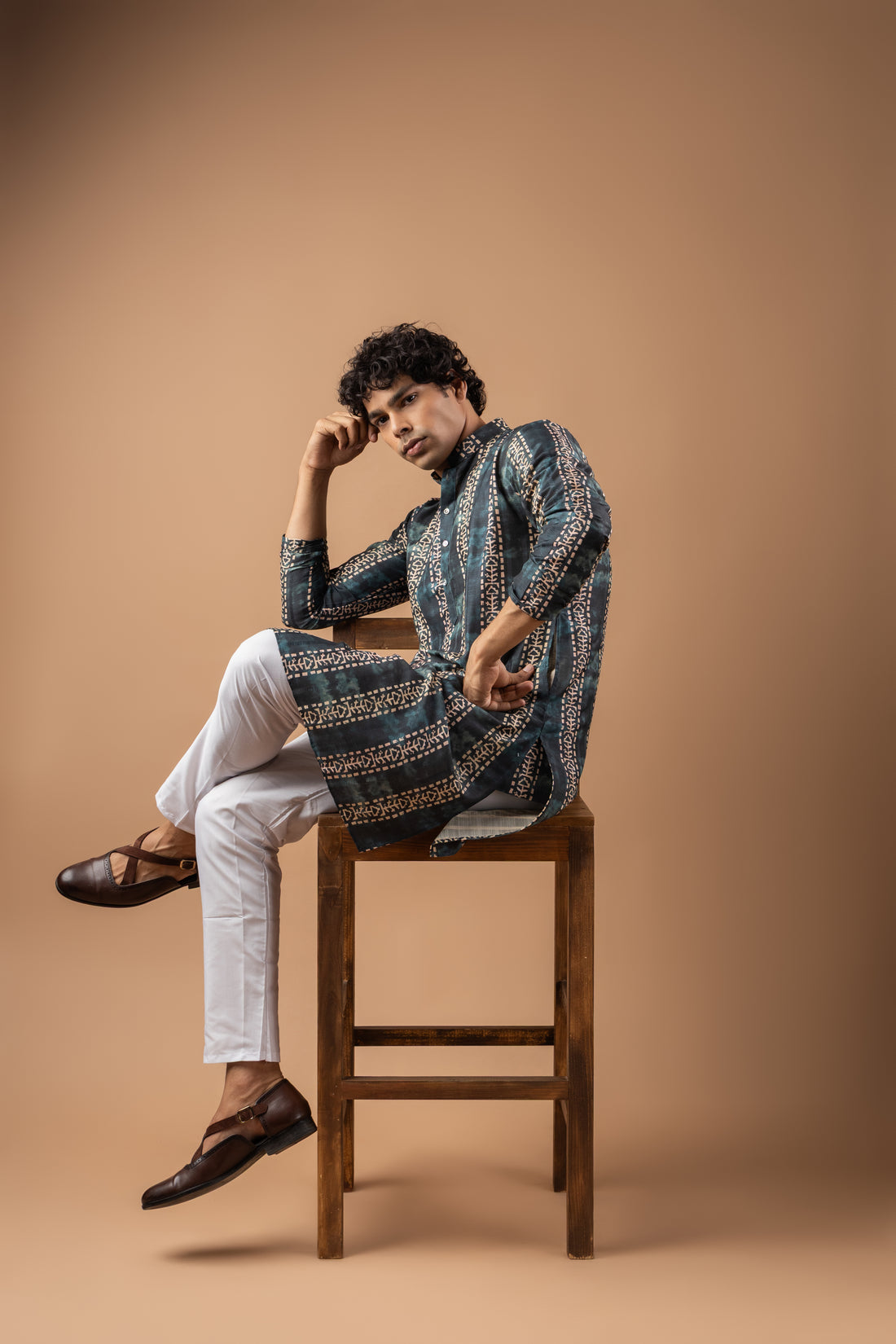Indigo Heritage Stripe Kurta