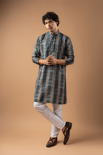 Indigo Heritage Stripe Kurta