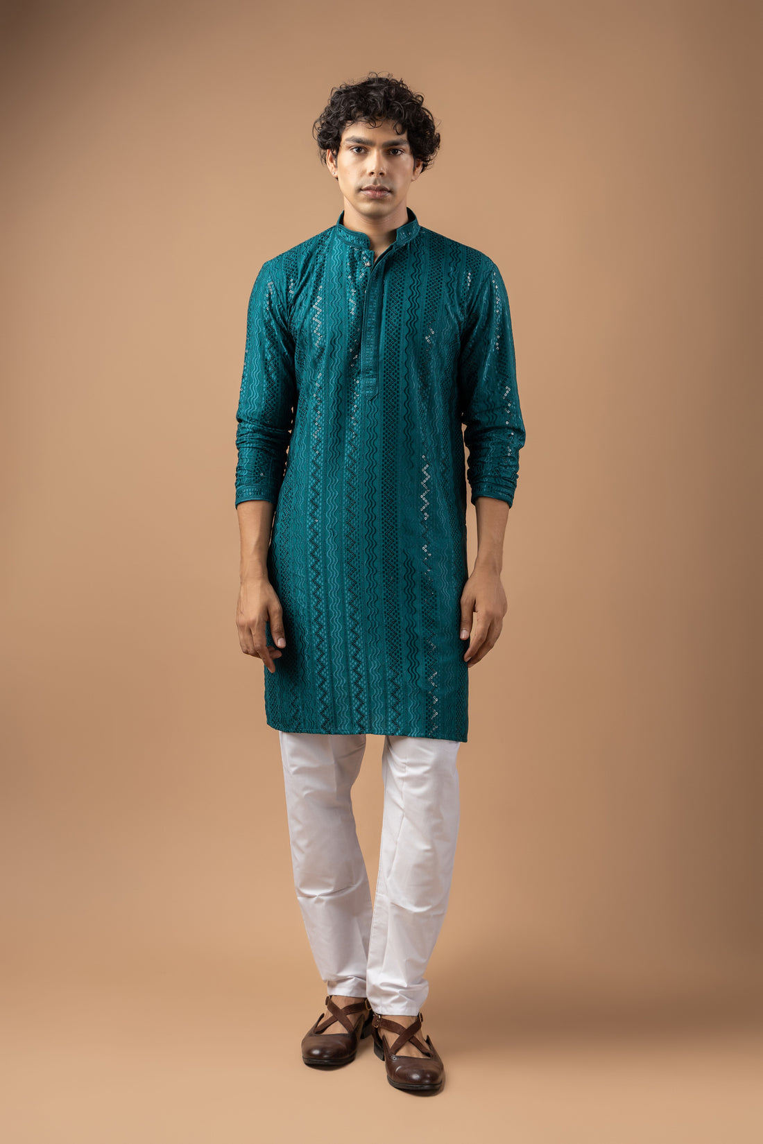 Teal Royale Embroidery Kurta