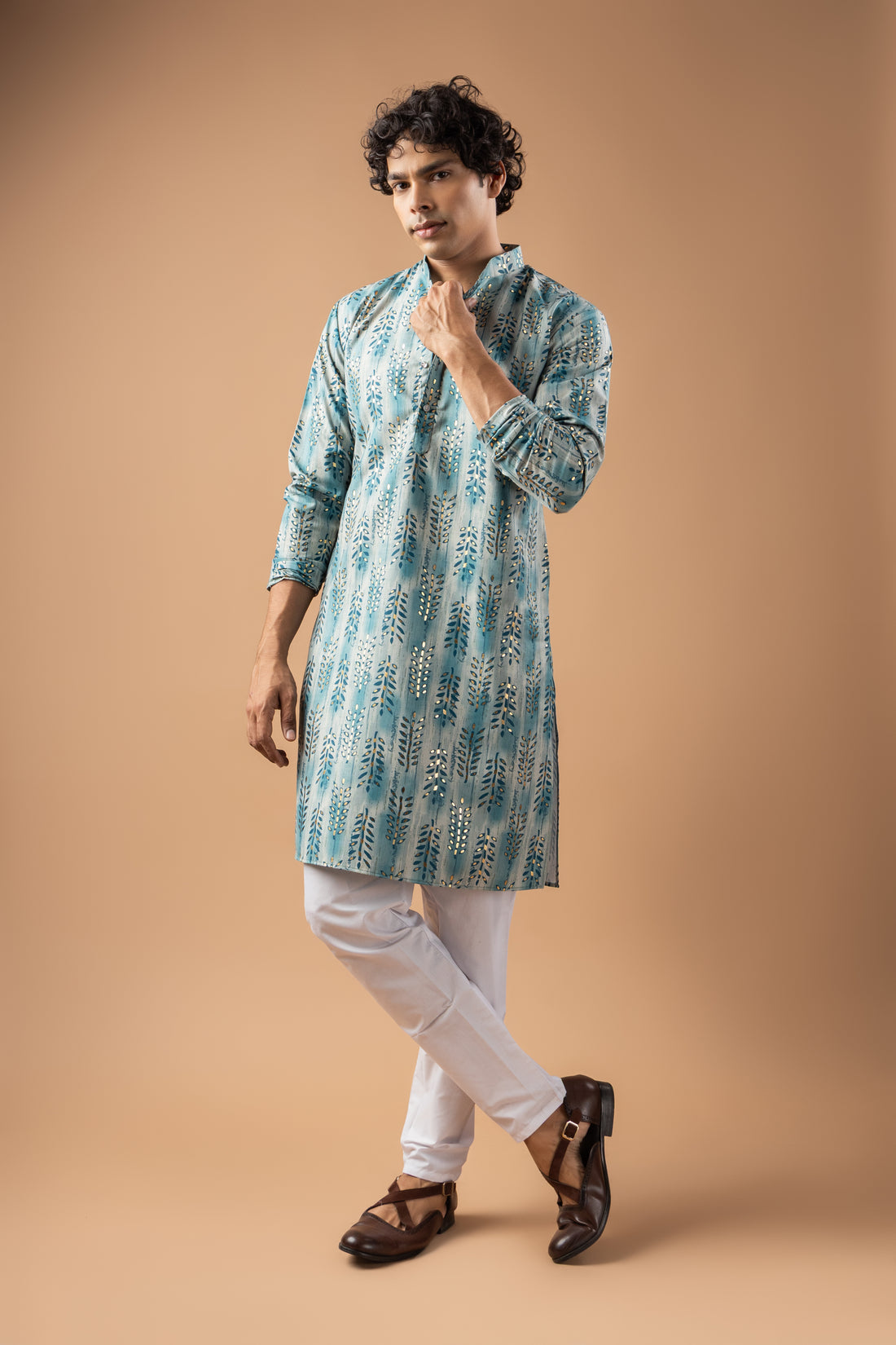 Blue Botanical Elegance Kurta
