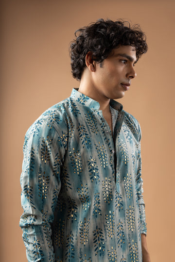 Blue Botanical Elegance Kurta