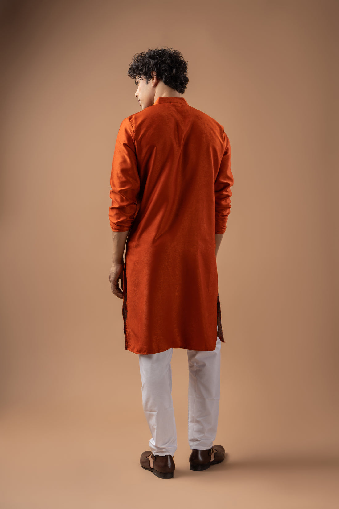 Rustic Orange Floral Embroidered Kurta