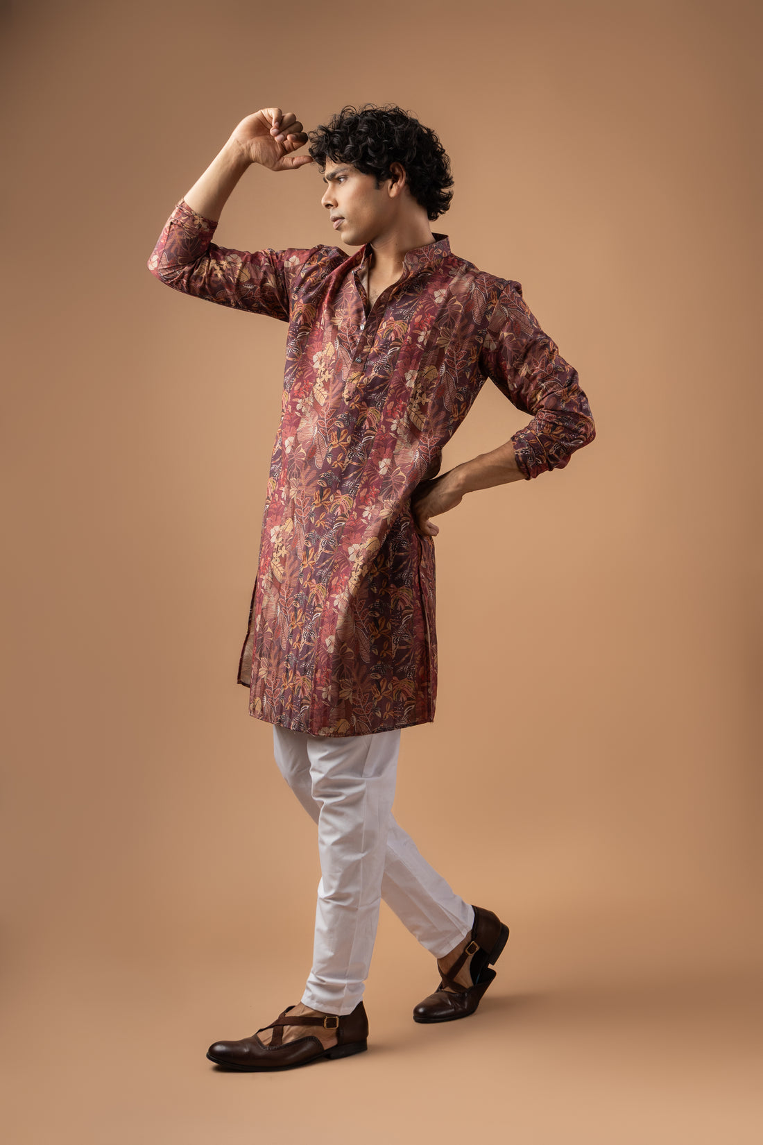 Vintage Wine Botanical Motif Kurta