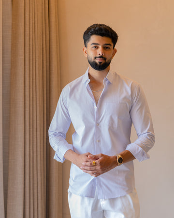 Lilac Stripe Poplin Shirt