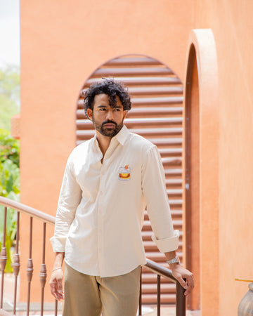 Artistic Whiskey Glass Embroidered Shirt