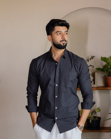 Black&Grey Stripe Poplin Shirt