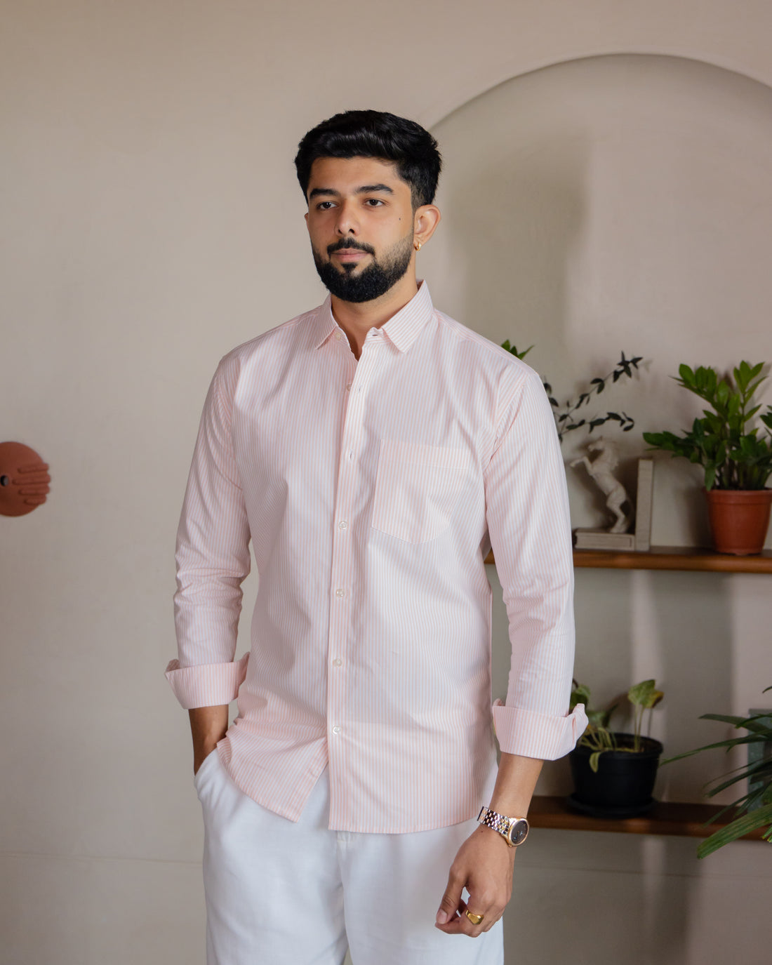 Orange Stripe Poplin Shirt