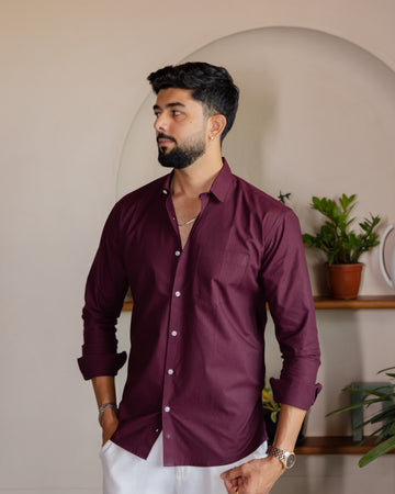 Burgundy Noir Stripe Poplin Shirt