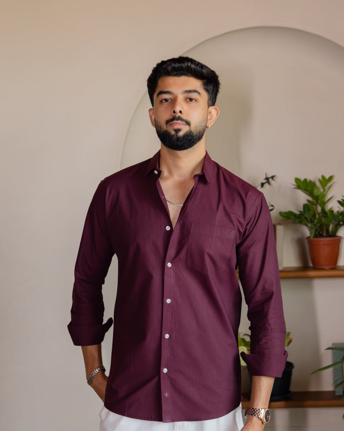 Burgundy Noir Striped Shirt