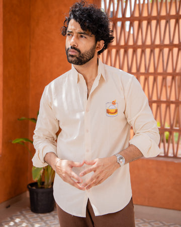 Artistic Whiskey Glass Embroidered Shirt