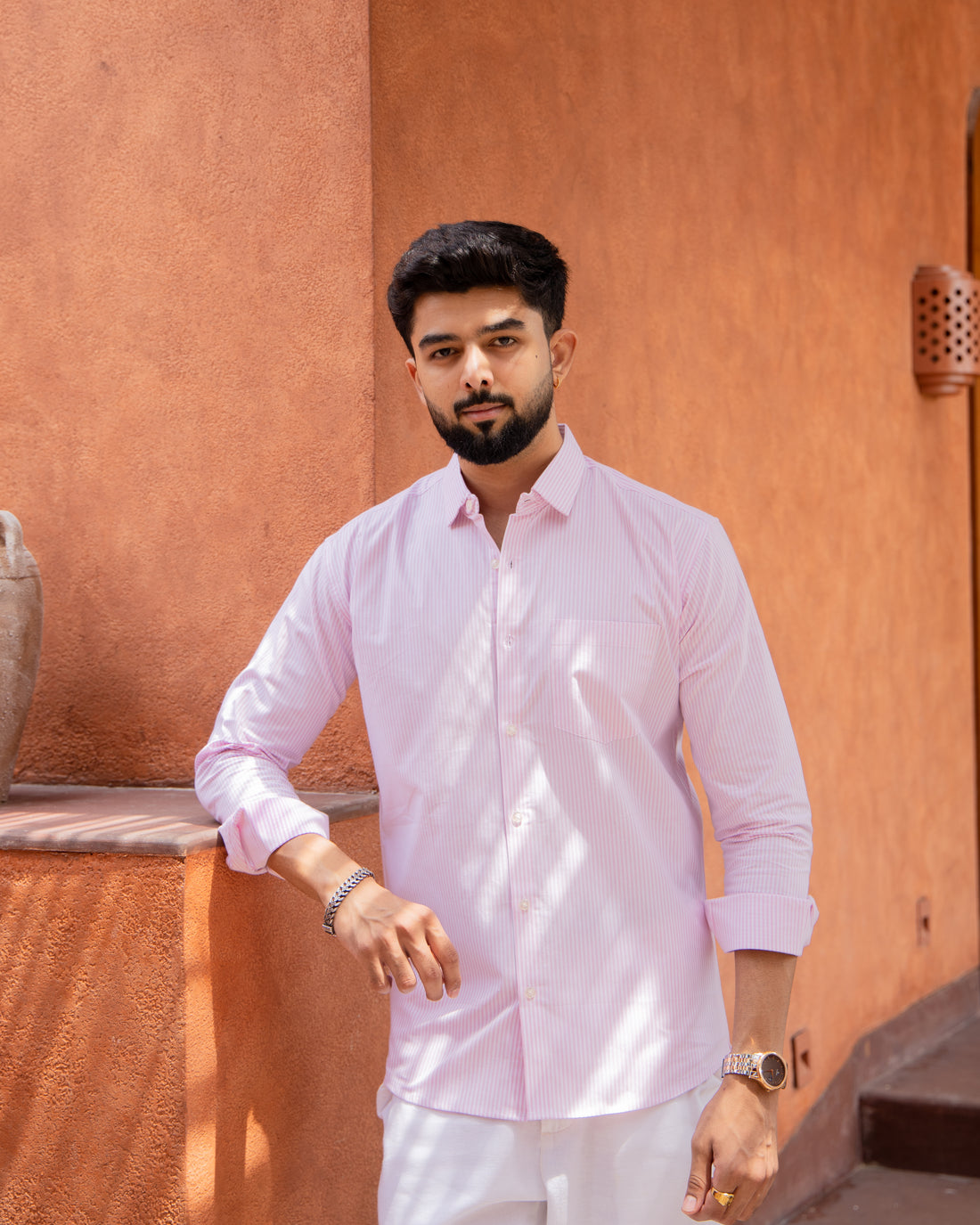 Pink Stripe Poplin Shirt