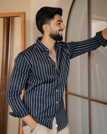 Black Artisan Dobby Stripe Shirt