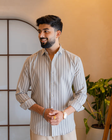Oatmeal Dobby Stripe Shirt