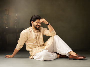 Warm Beige Straight Kurta with Fine Threadwork
