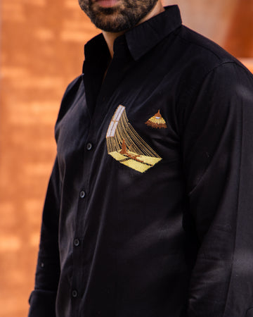Black Window Embroidery Shirt