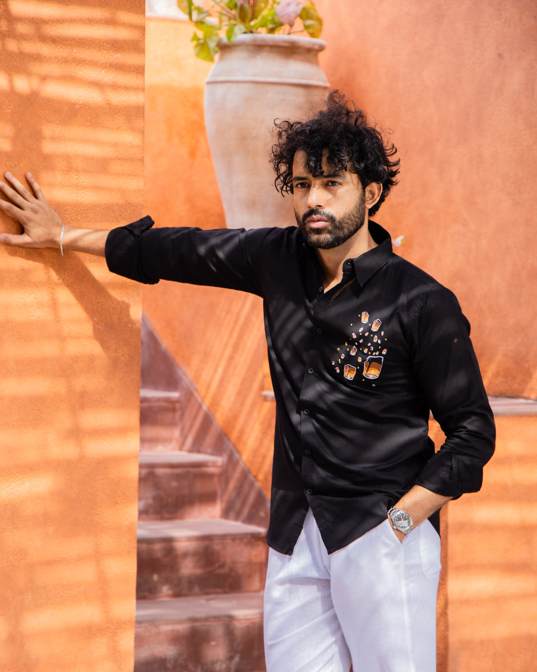 Floating Lantern Artisan Embroidered Shirt