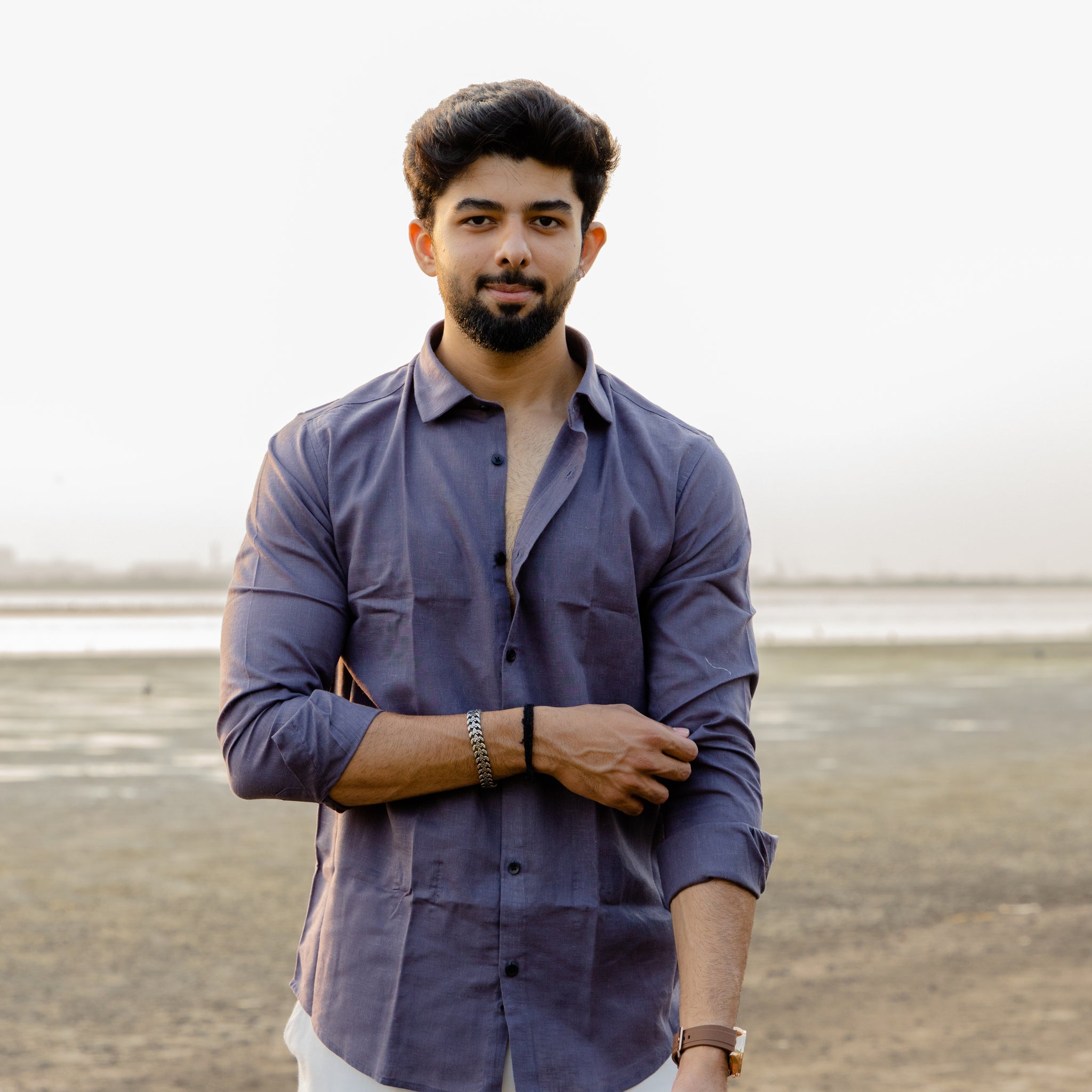 Grayish Violet Linen Shirt