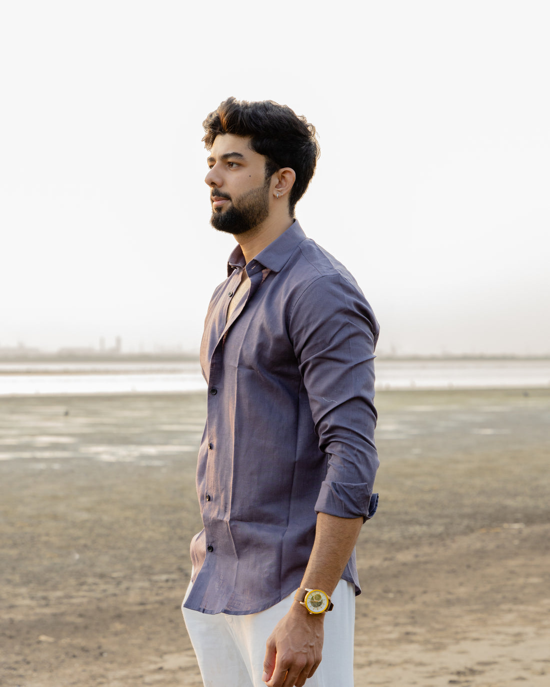 Grayish Violet Linen Shirt