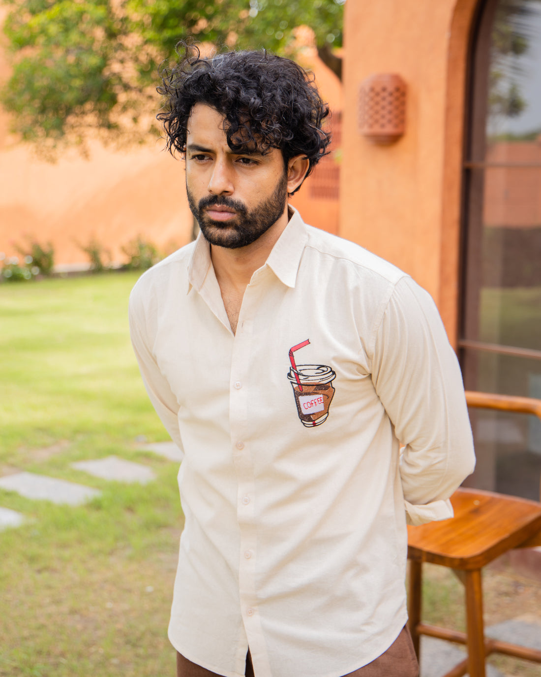 Morning Brew Embroidered Shirt