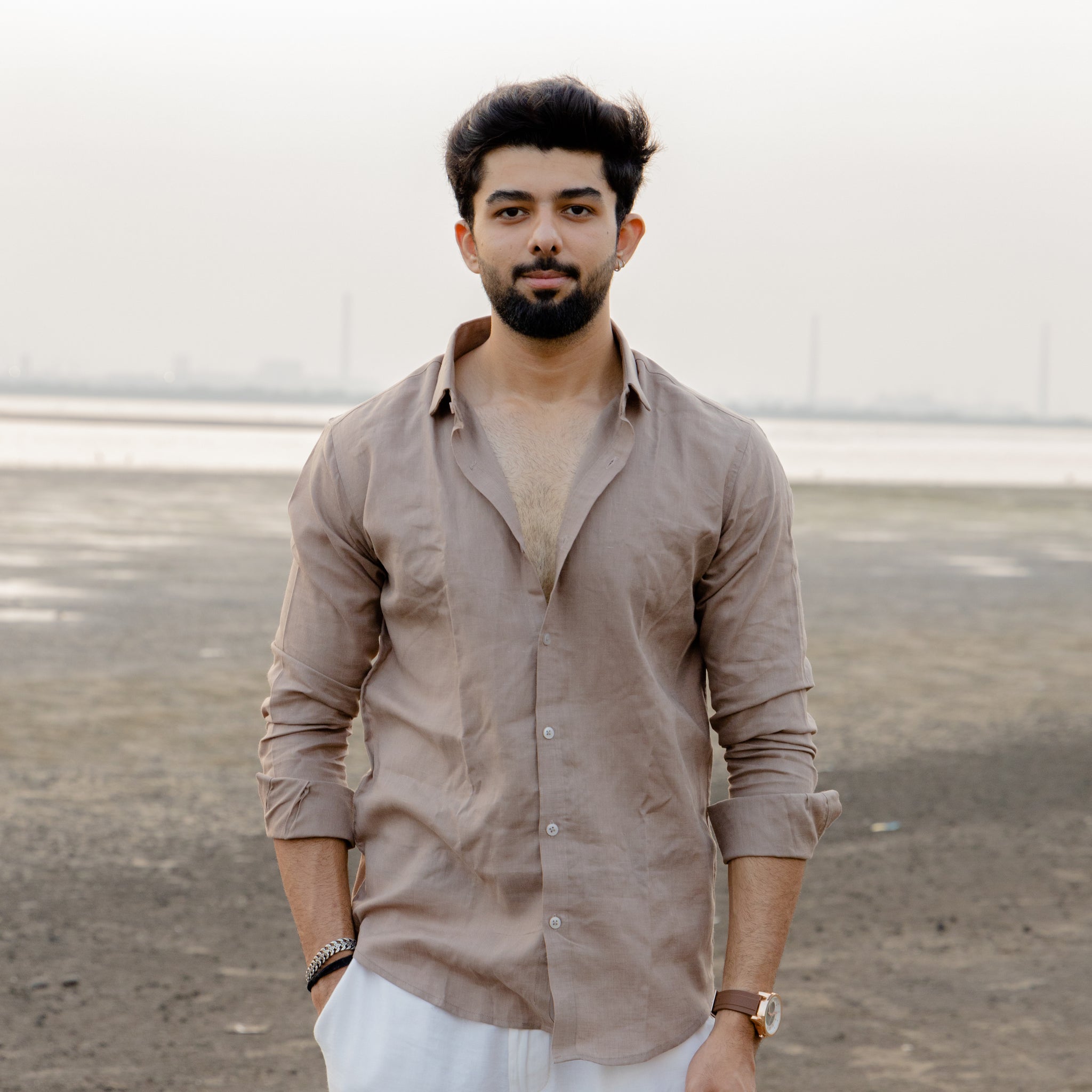 Sandstone Color Linen Shirt