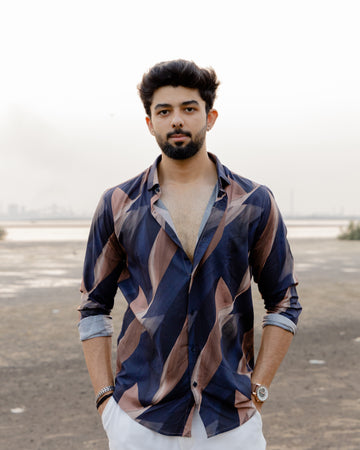 Mocha Drift Abstract Shirt