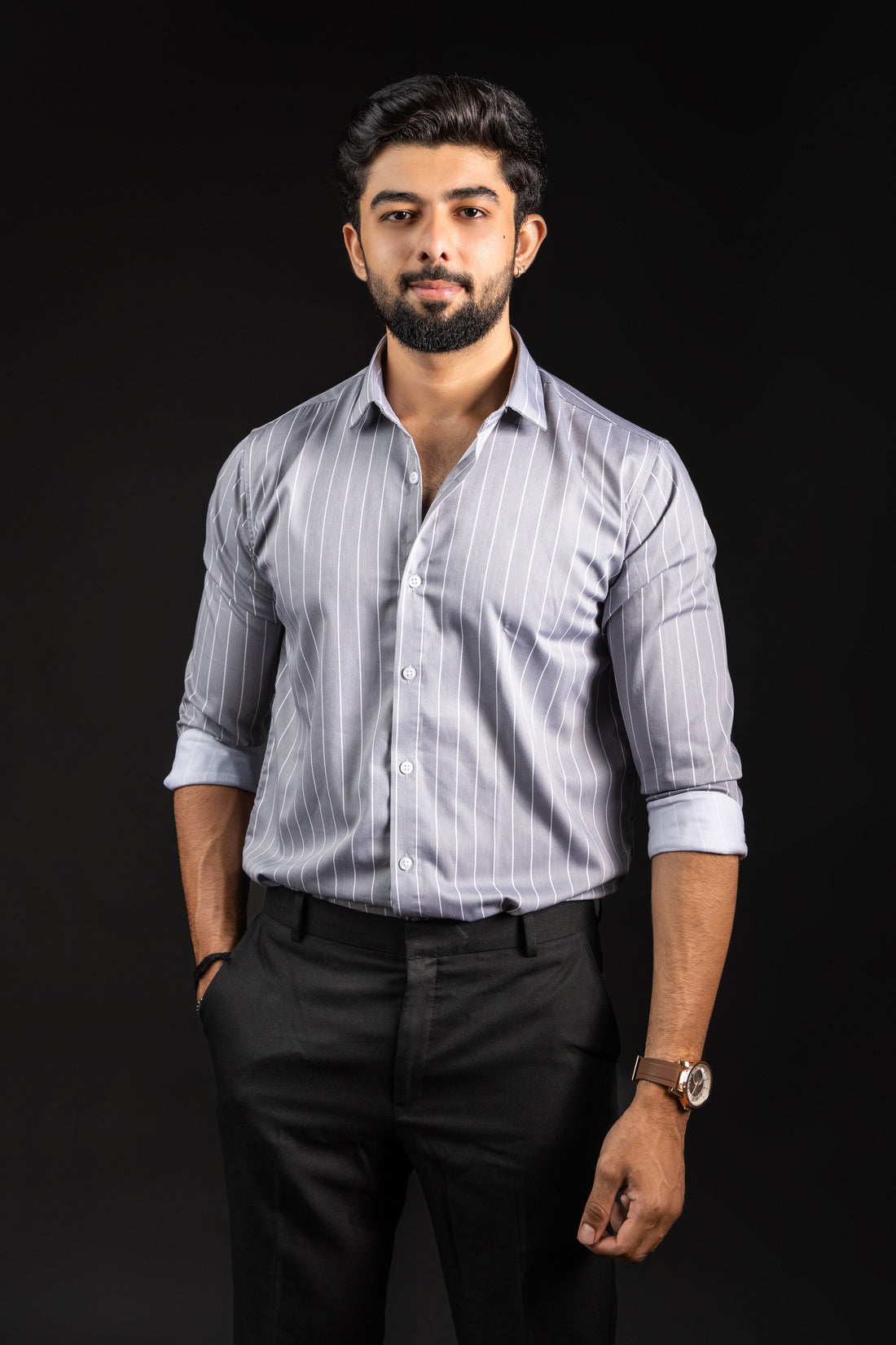 Dusky Grey Stripe Shirt