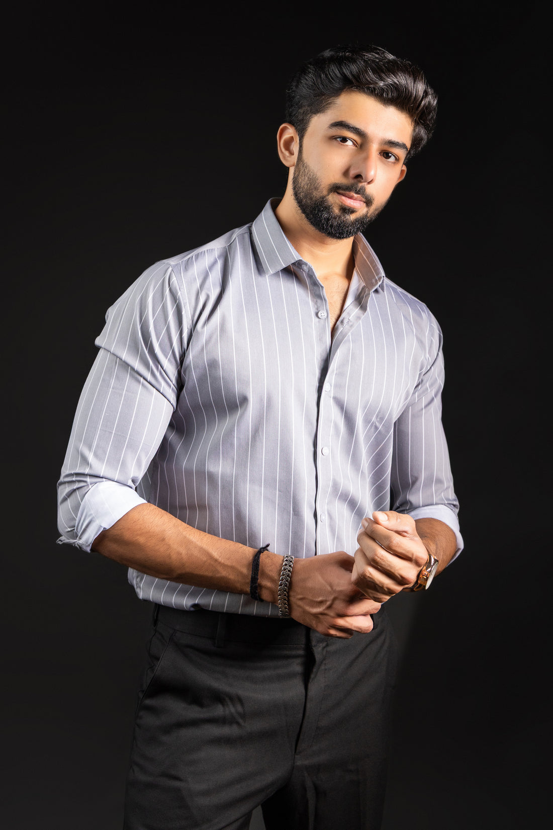 Dusky Gray Stripe Shirt