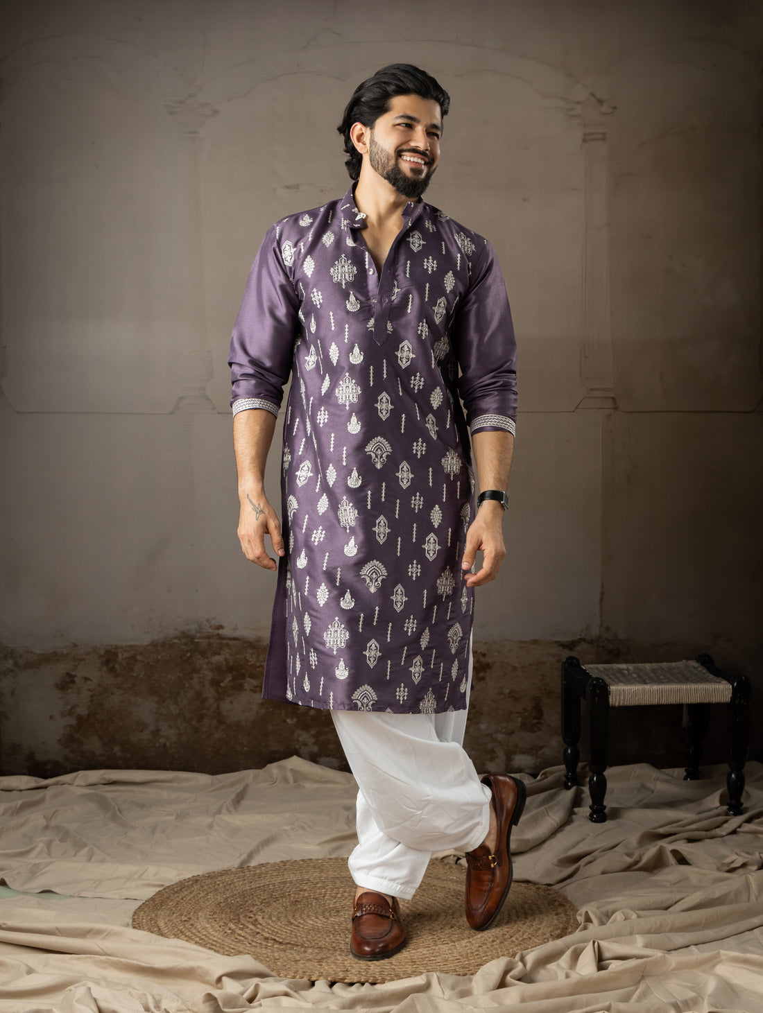 Classic Purple Embroidered Kurta