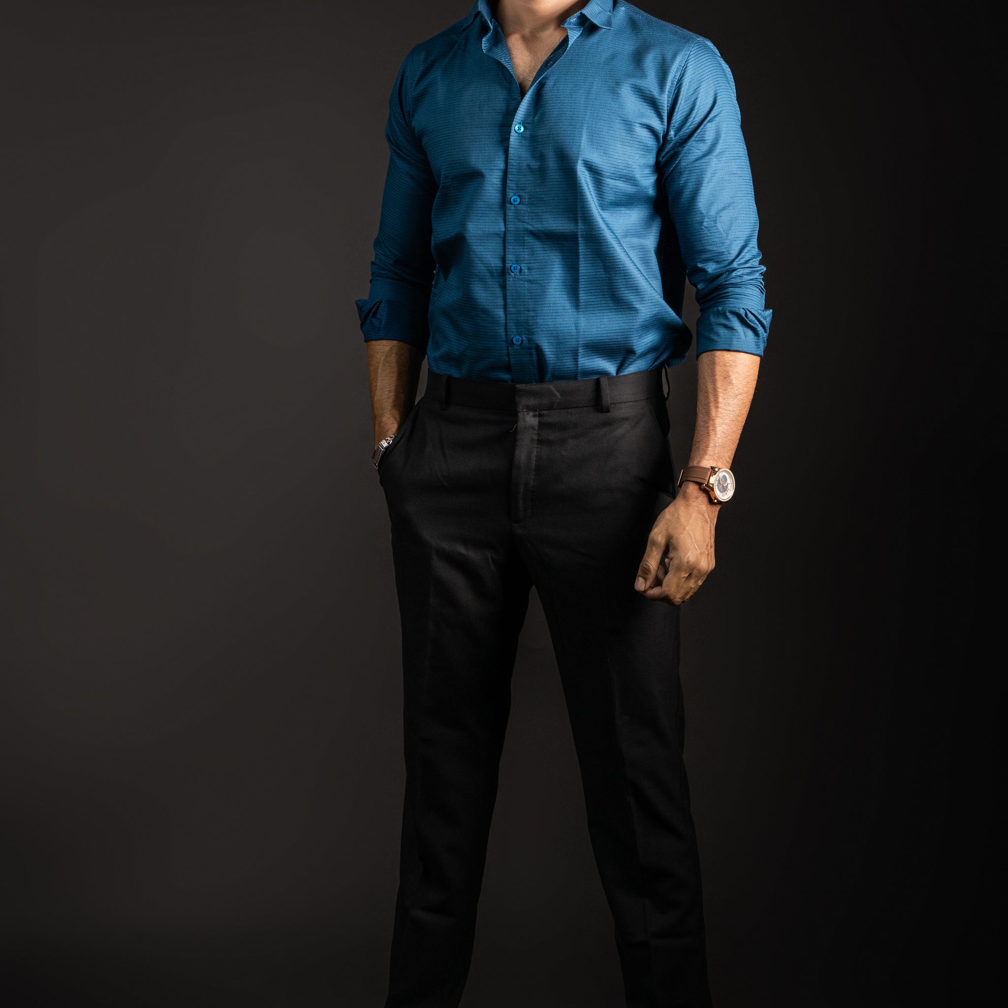 Deep Teal Textured Shirt