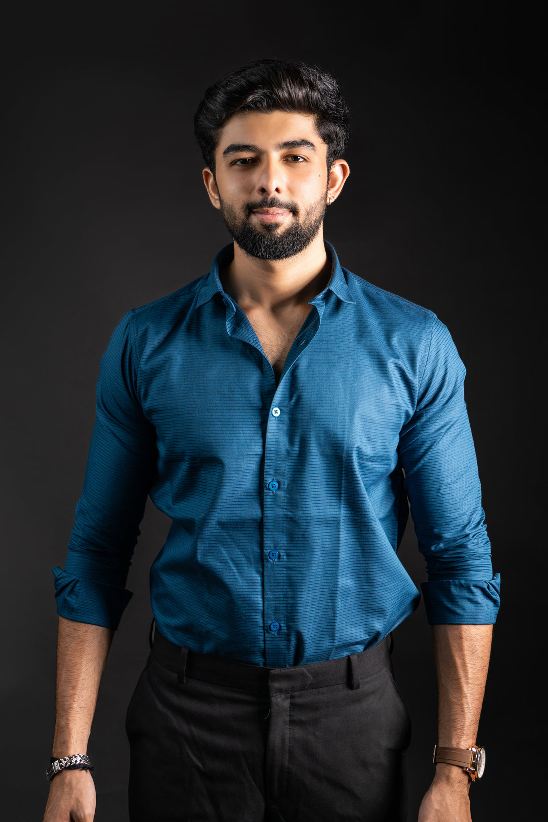 Deep Teal Textured Shirt