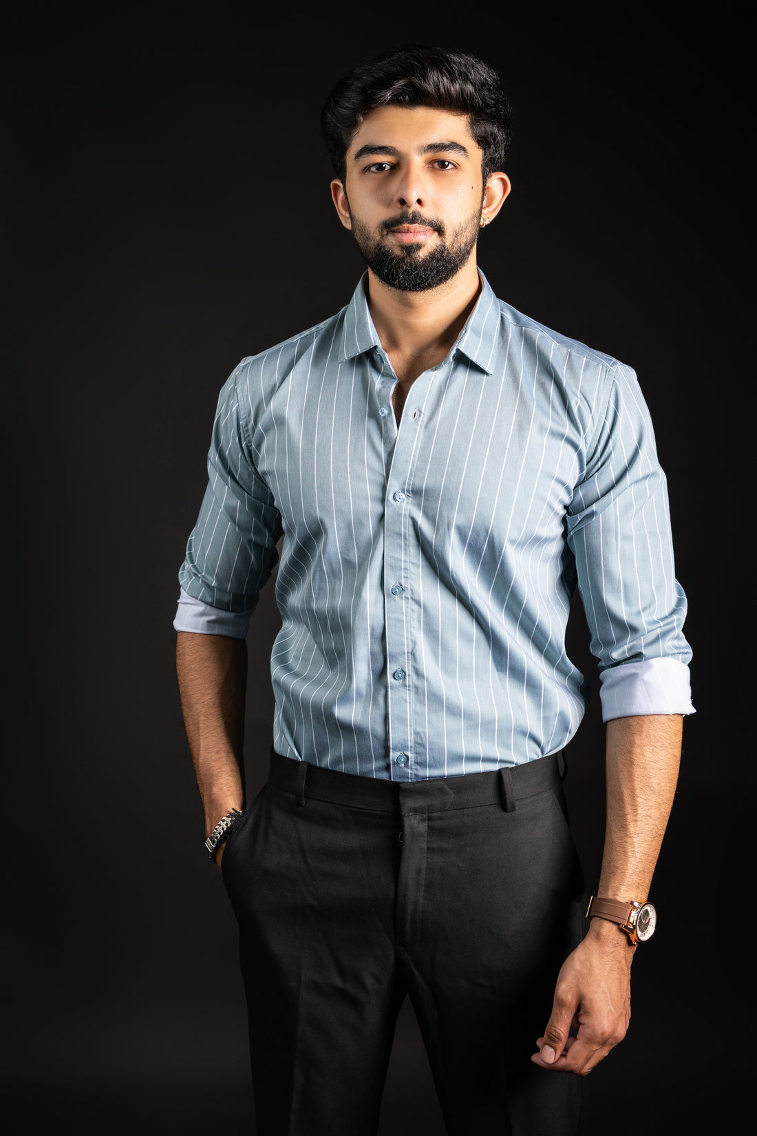 Cadet Teal Pinstripe Shirt