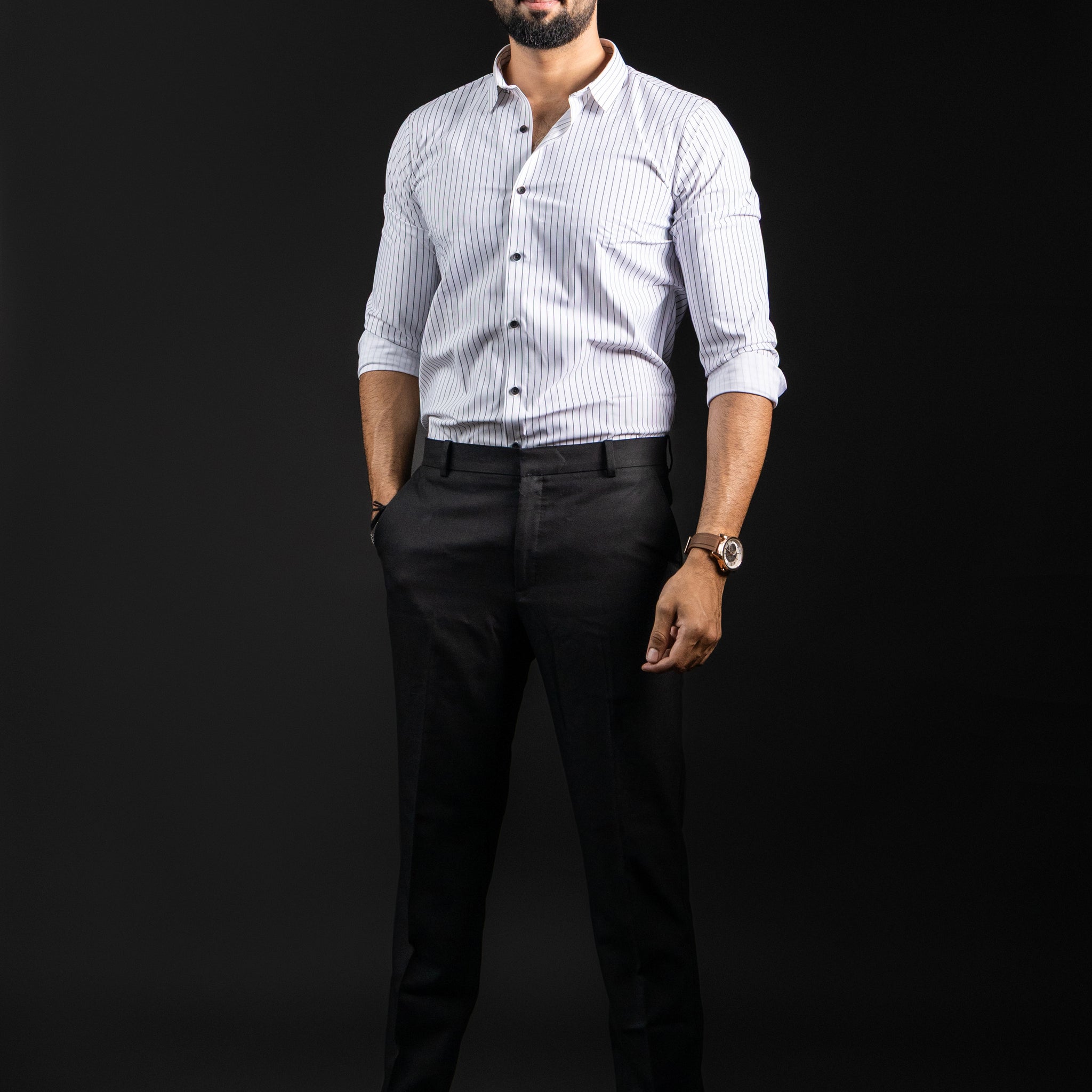 Minimal White Pinstripe Stich-less Shirt