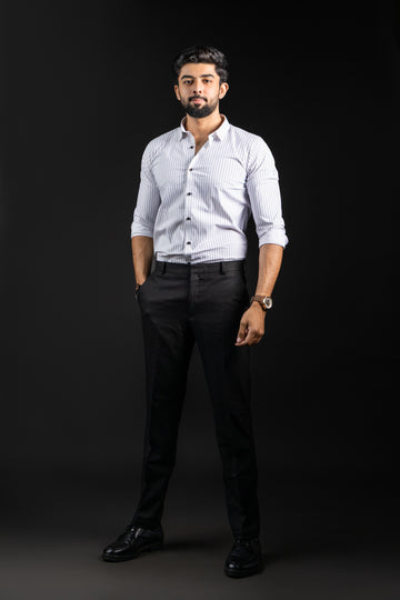 Minimal White Pinstripe Stich-less Shirt