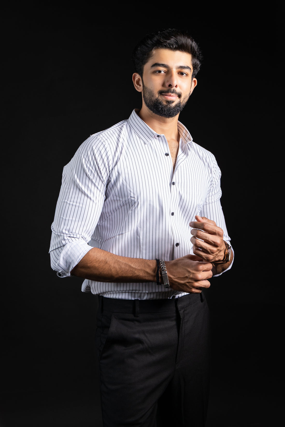 Minimal White Pinstripe Stich-less Shirt