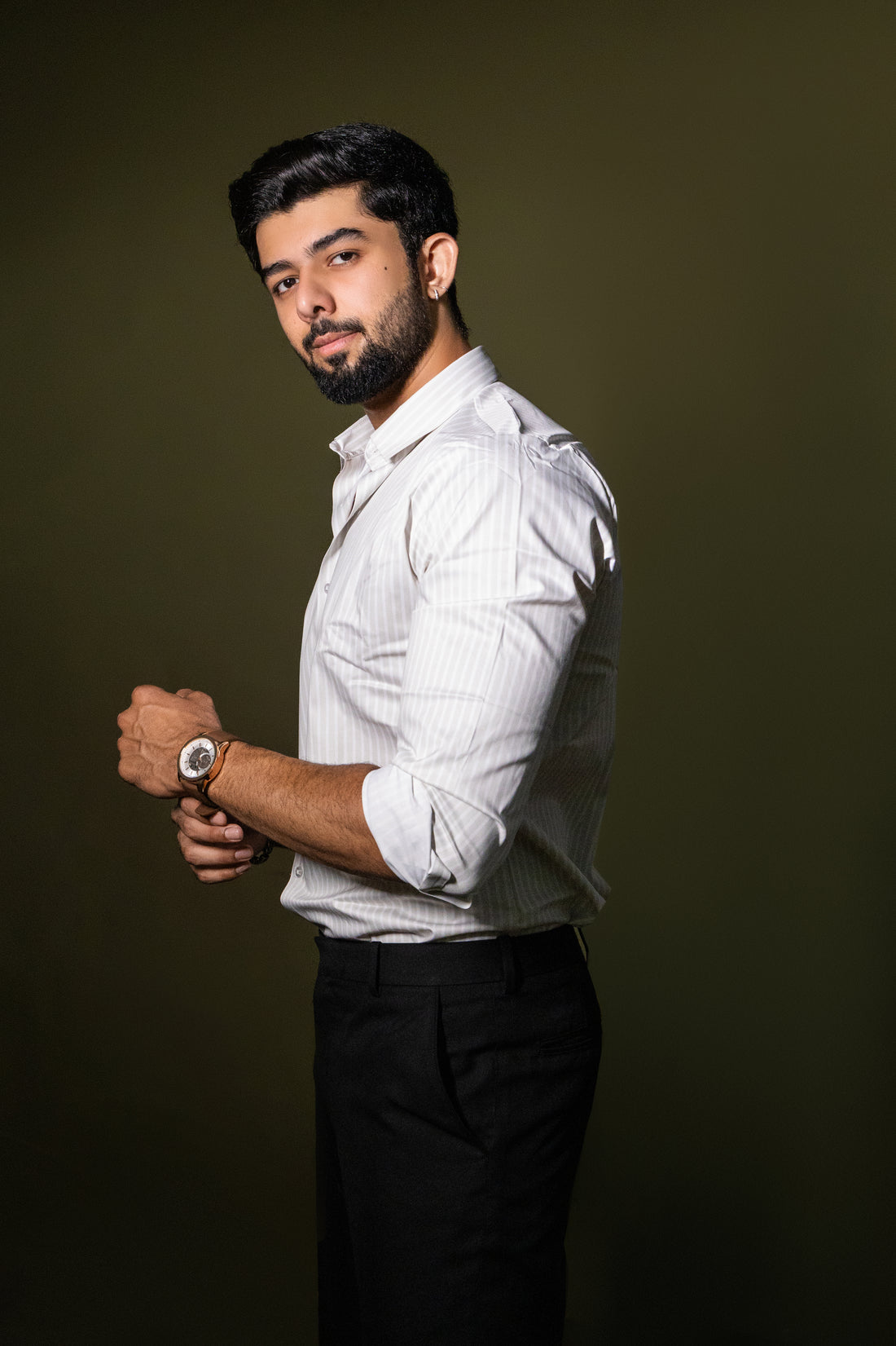 Off White Pinstripe Stich-less Shirt