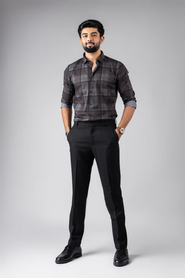 Brownish–Black Checks Stitch-less Shirt