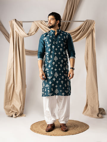 Luxury Teal Embroidered Kurta