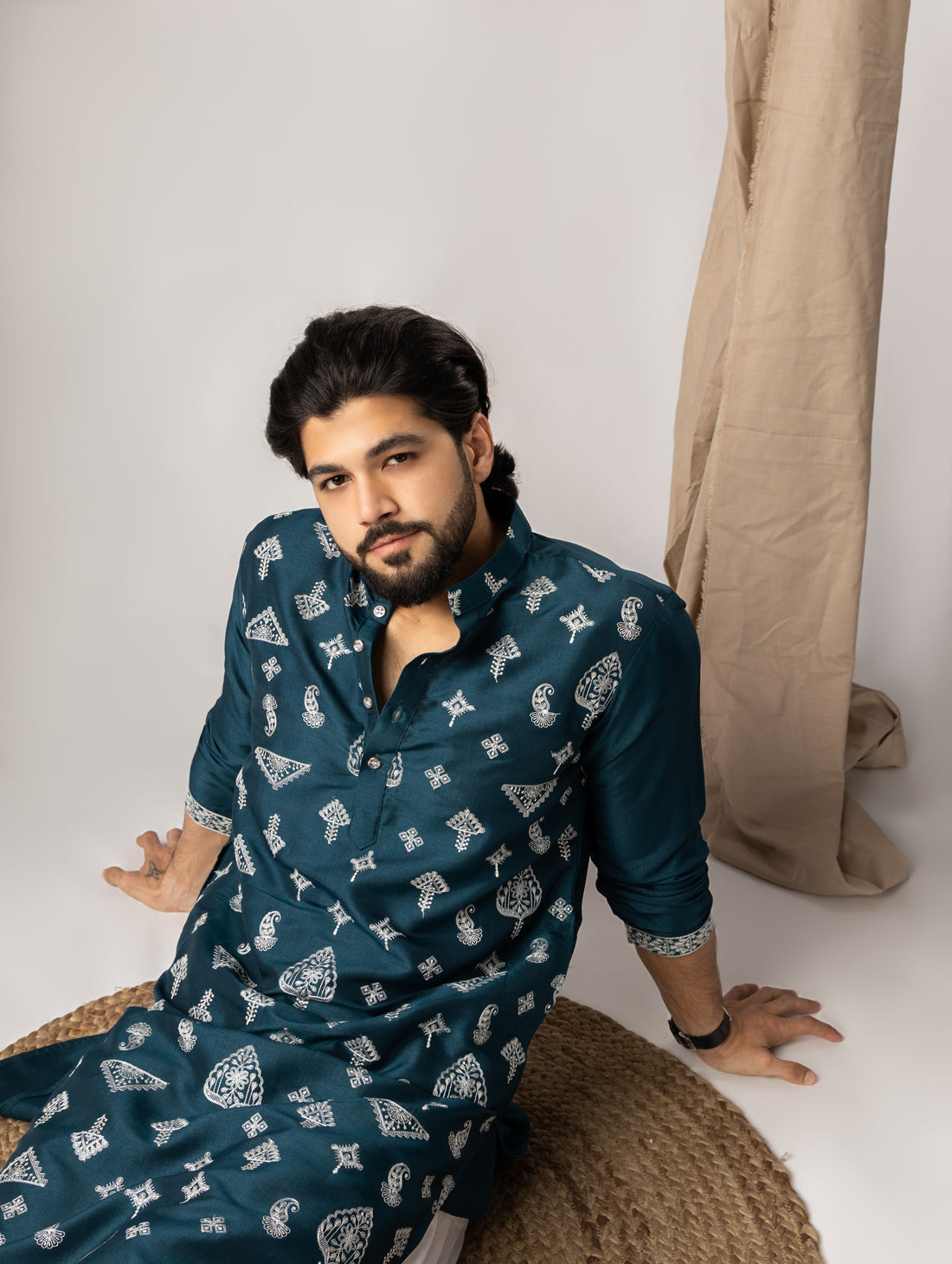 Luxury Teal Embroidered Kurta