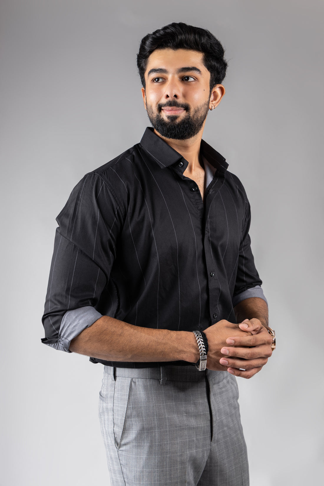 Black Luxe Pinstripe Shirt