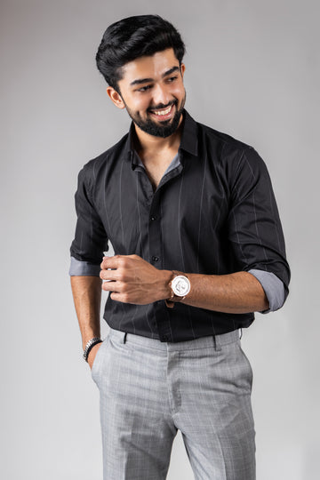 Black Luxe Pinstripe Shirt
