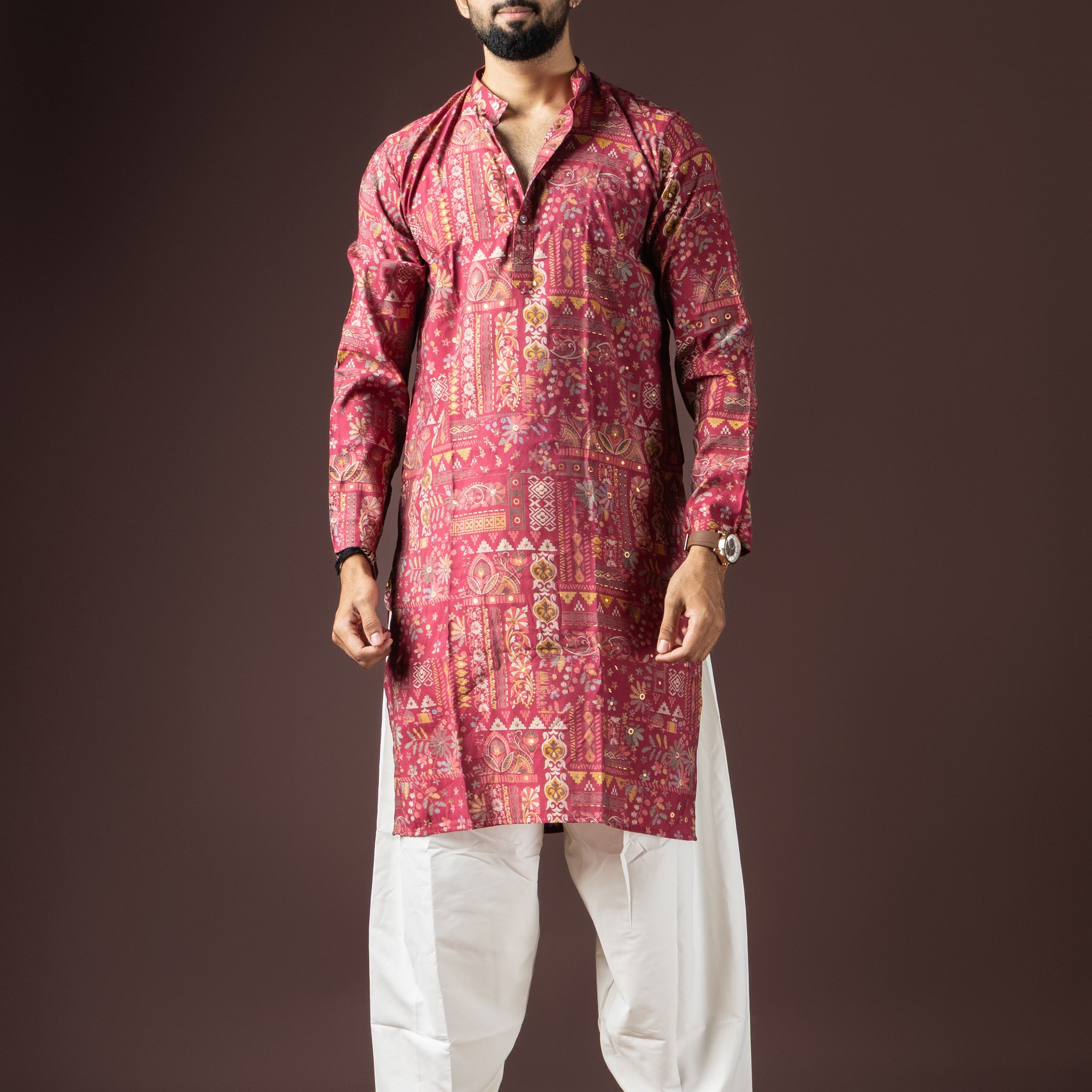 Pink Floral Print Kurta
