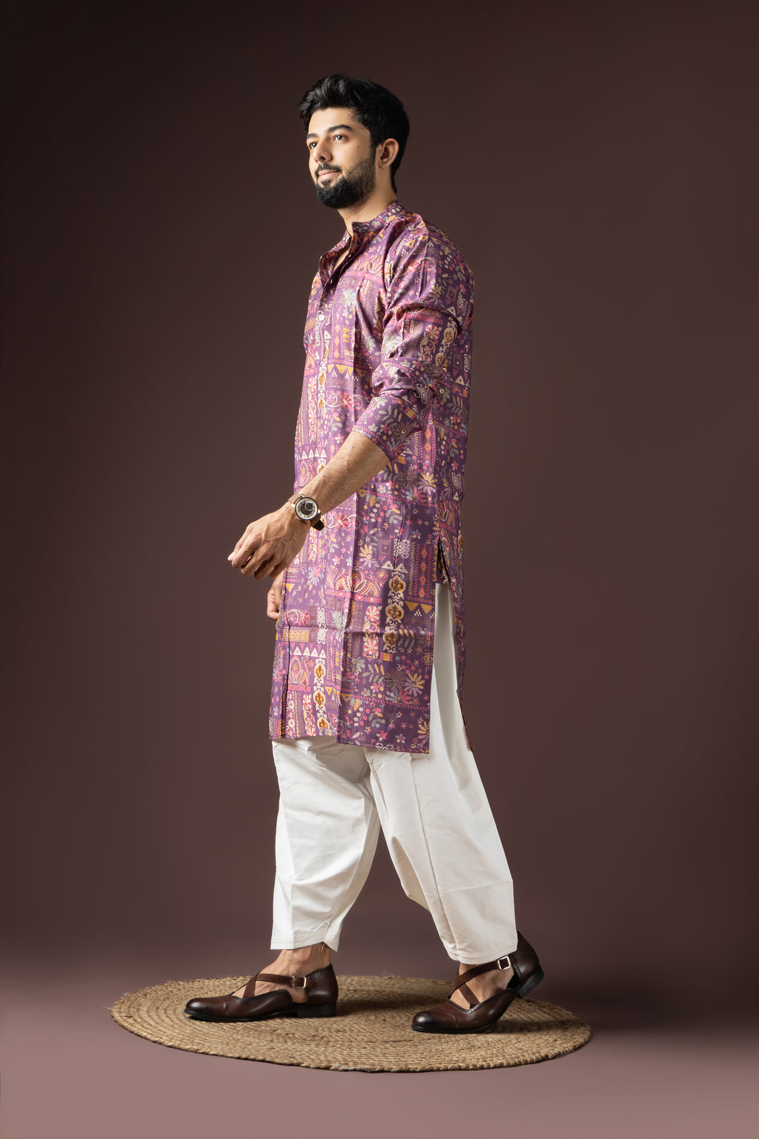 Purple Floral Print Kurta