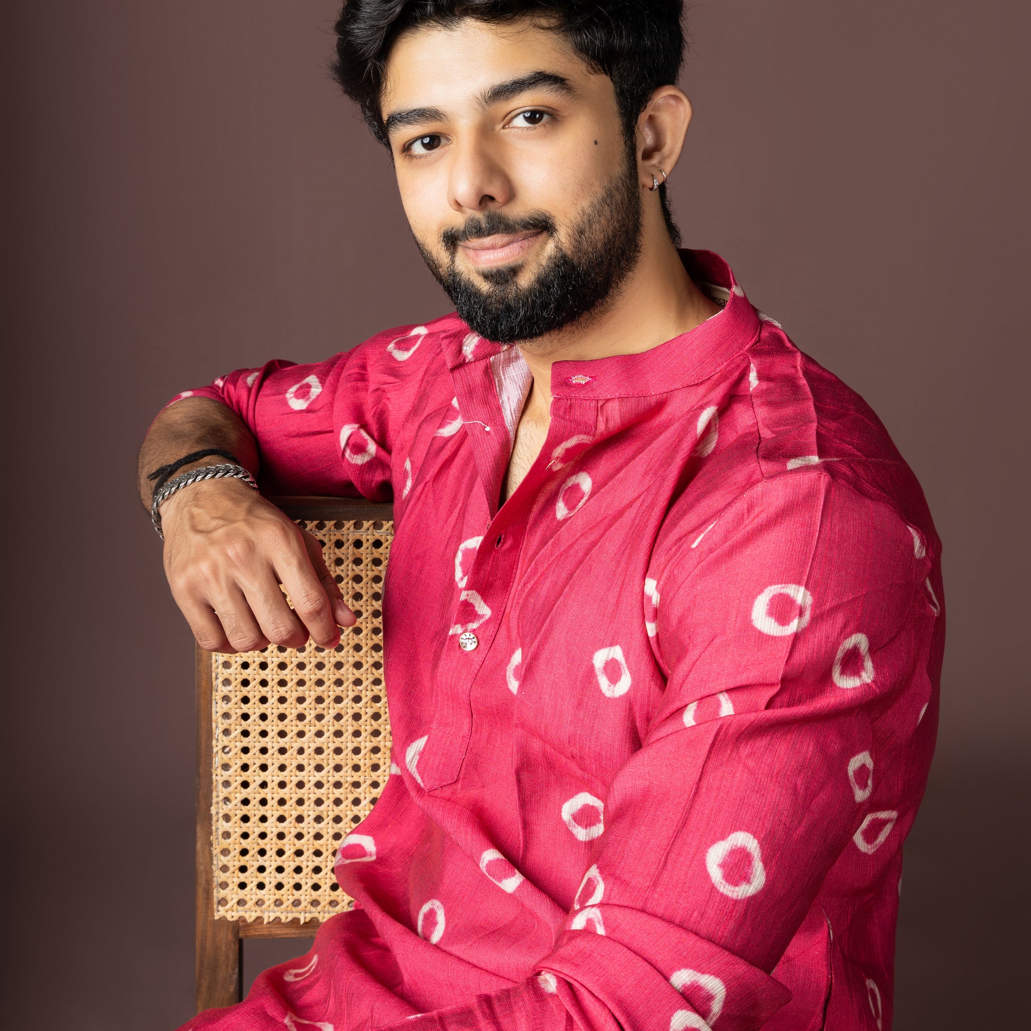 Pink Abstract Print Kurta